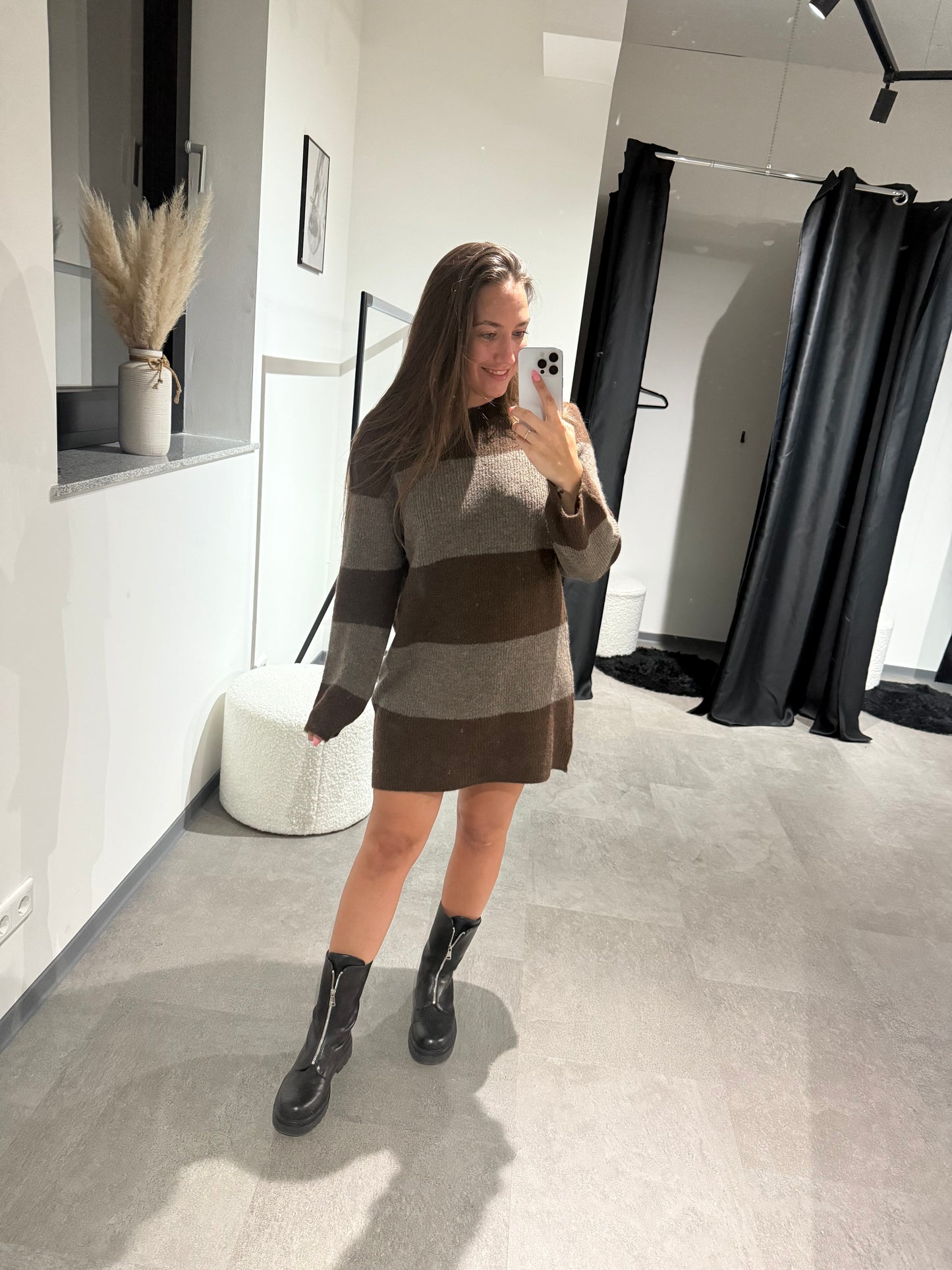 Pullikleid gestreift -3353- Braun/taupe