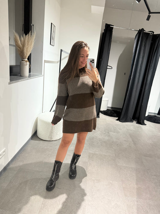 Pullikleid gestreift -3353- Braun/taupe
