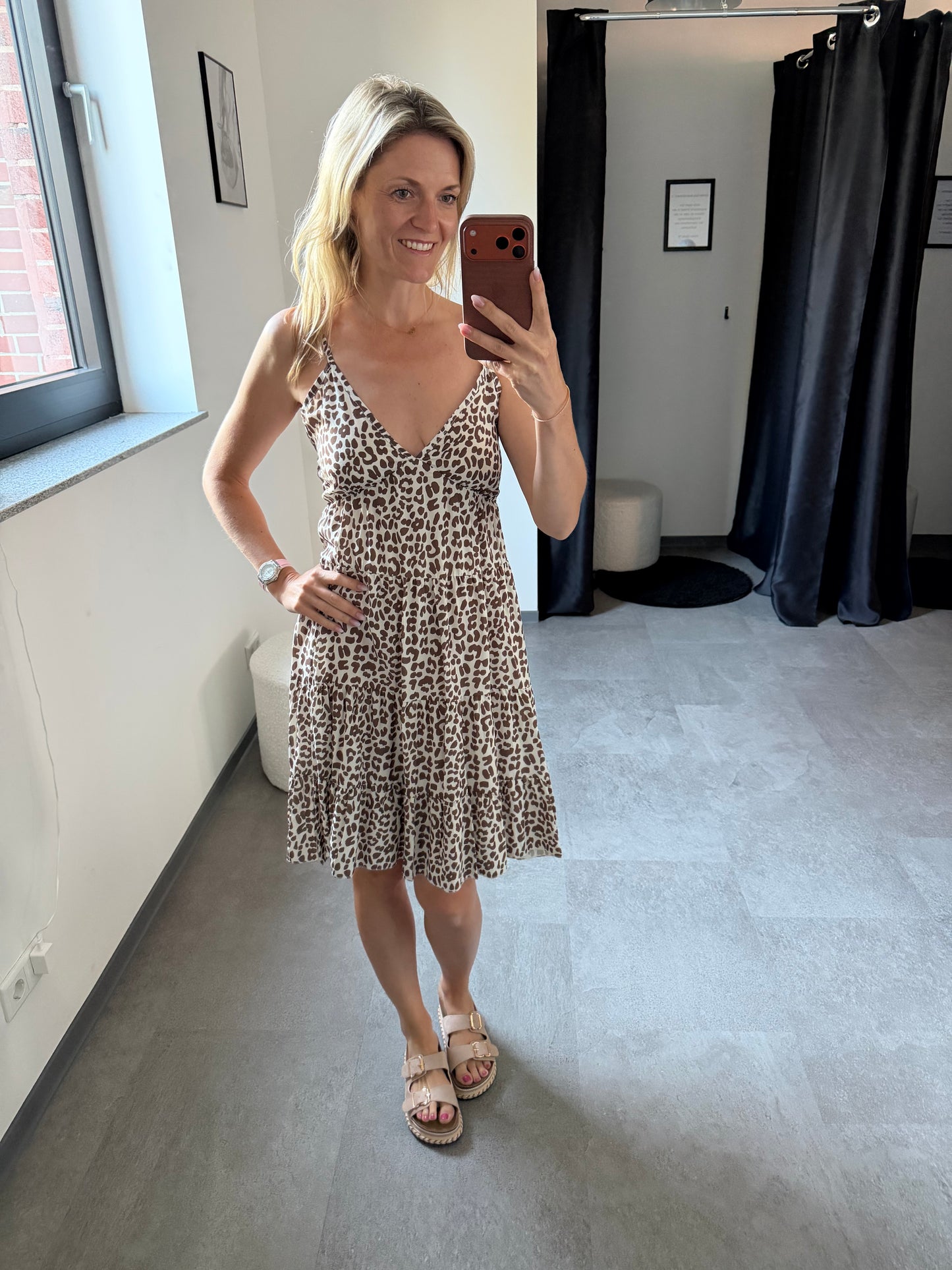 SOMMERKLEID -3336- BRAUN/CREME - Sarahs Modeboutique