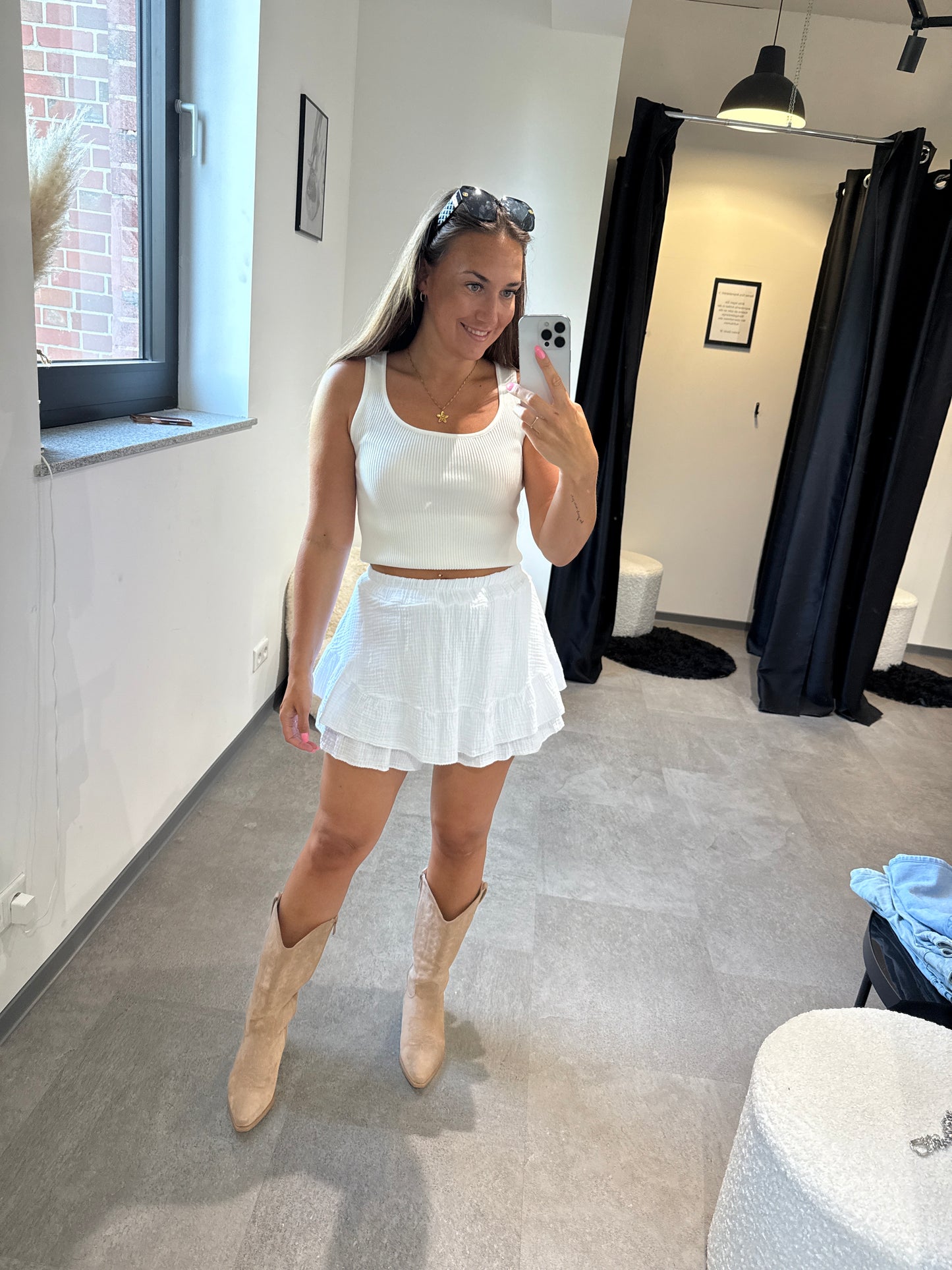 Hosenrock Musselin -4433- weiß - Sarahs Modeboutique