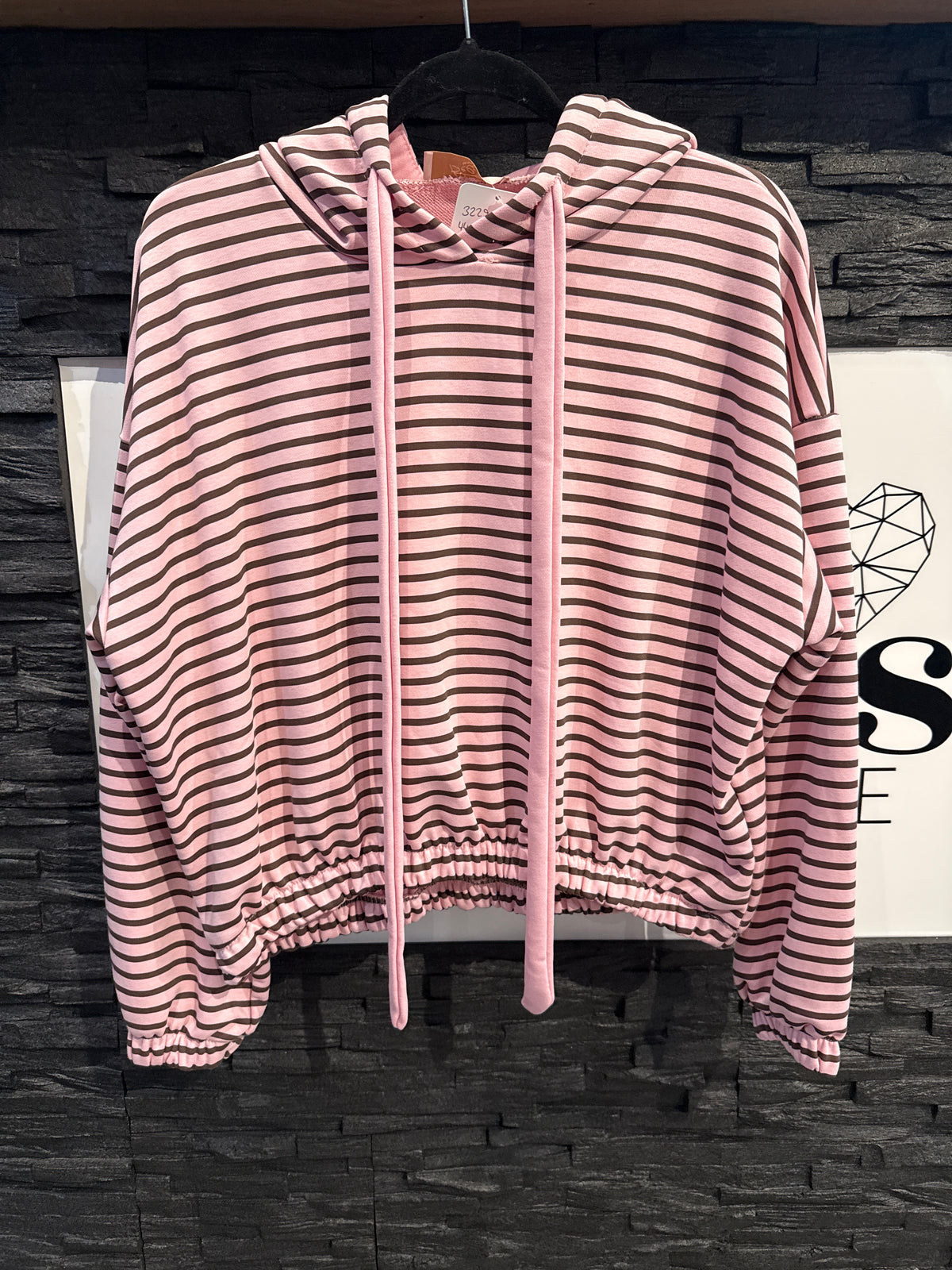 GESTREIFTER HOODIE -3229- ROSA