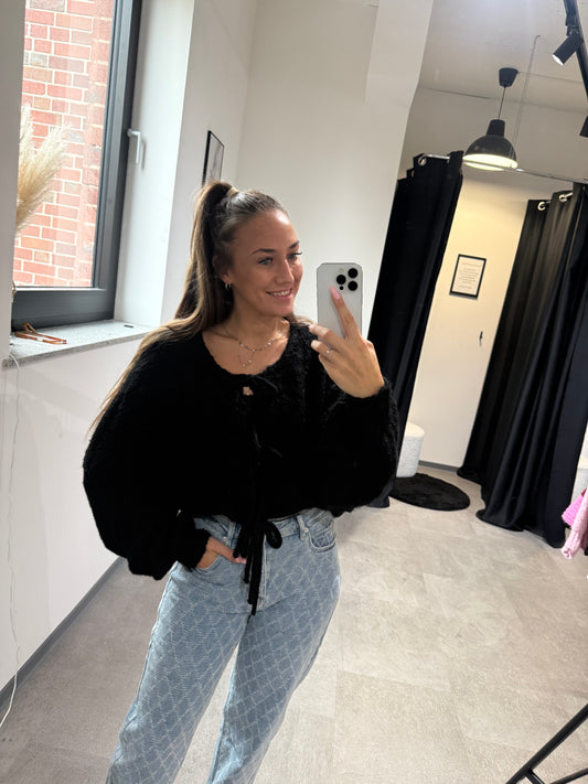 STRICKJACKE MIT SCHLEIFEN -6799- SCHWARZ