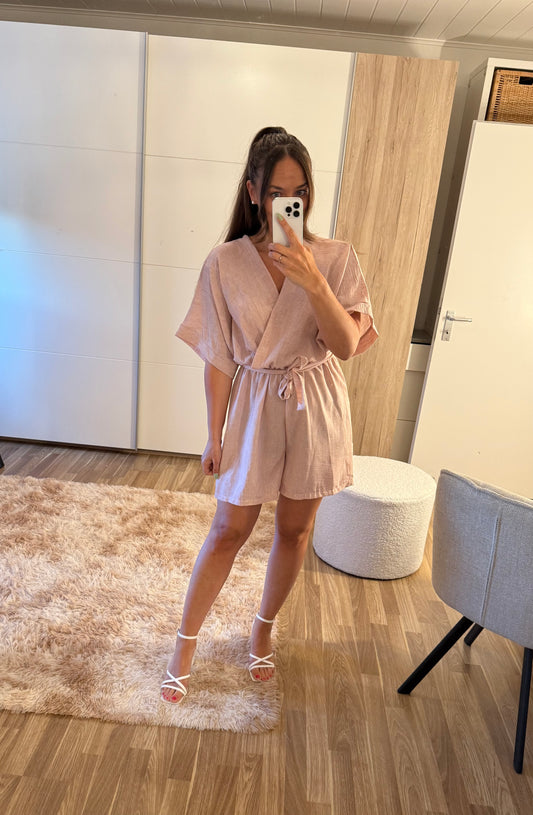 Kurzer Jumpsuit -3085- rosa - Sarahs Modeboutique