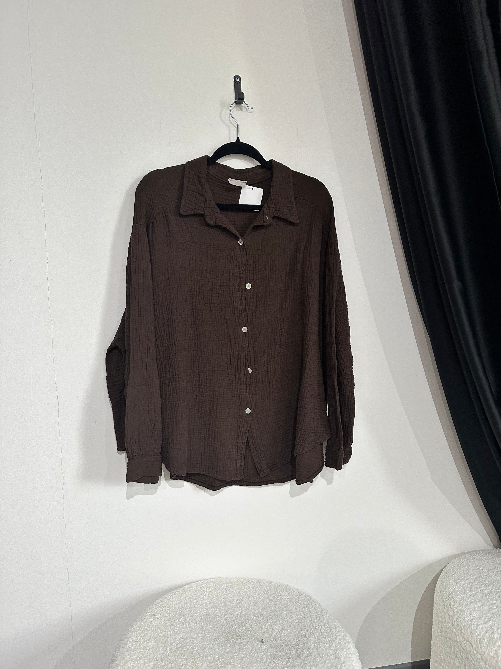 Musselinbluse dunkelbraun -263- - Sarahs Modeboutique