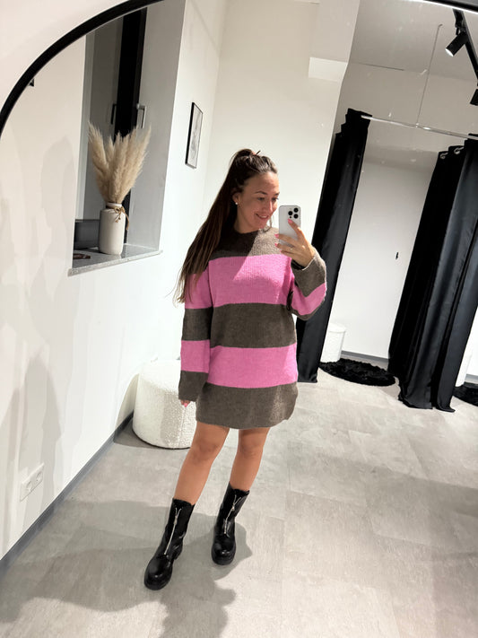 Pullikleid gestreift -3353- taupe/pink