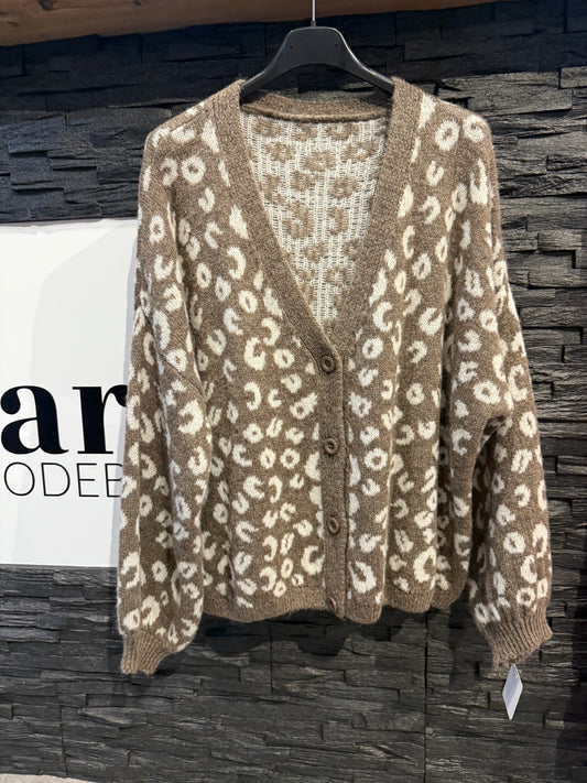 CARDIGAN -1668- CREME/BRAUN - Sarahs Modeboutique