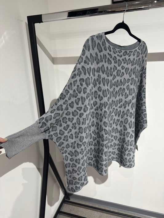 Leopulli overzise -6673- grau