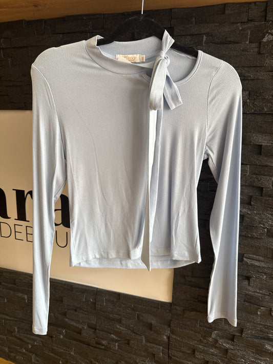 Shirt mit Schleife -2026- hellblau - Sarahs Modeboutique
