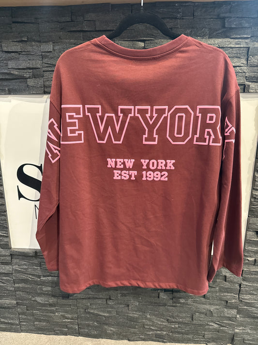SWEATSHIRT NEW YORK -6002- BORDEAUX