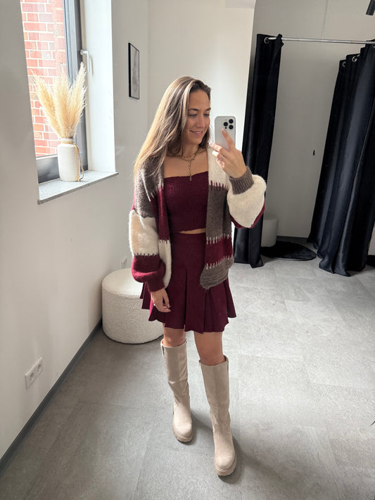 Cardigan -7645- bordeaux/braun