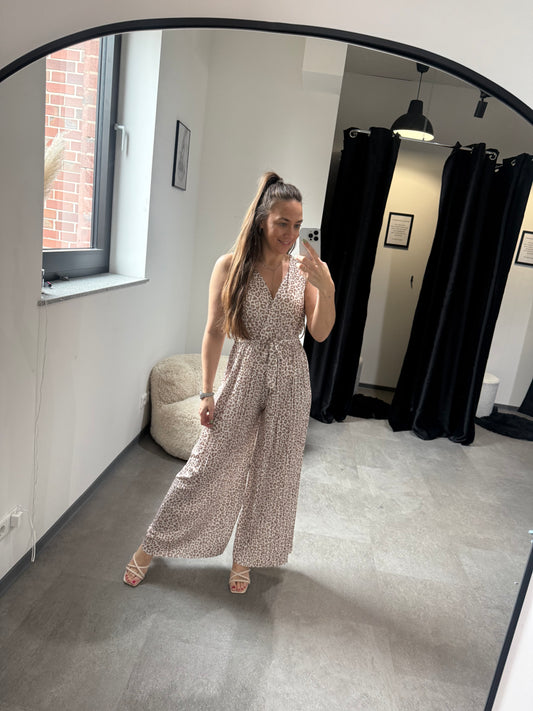 LEOPARD JUMPSUIT BEIGE -1666- - Sarahs Modeboutique
