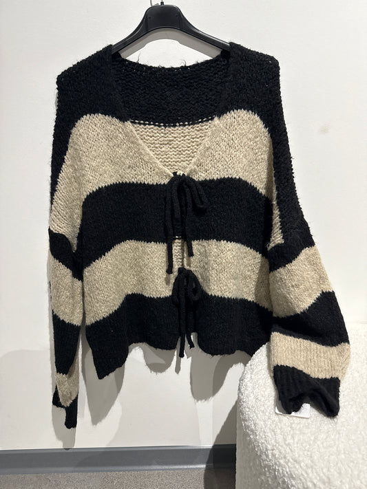Cardigan -8090- beige/schwarz