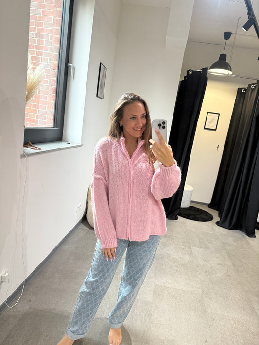 OVERZISE LIEBLINGSPULLI ZIPPER -7889- ROSA - Sarahs Modeboutique