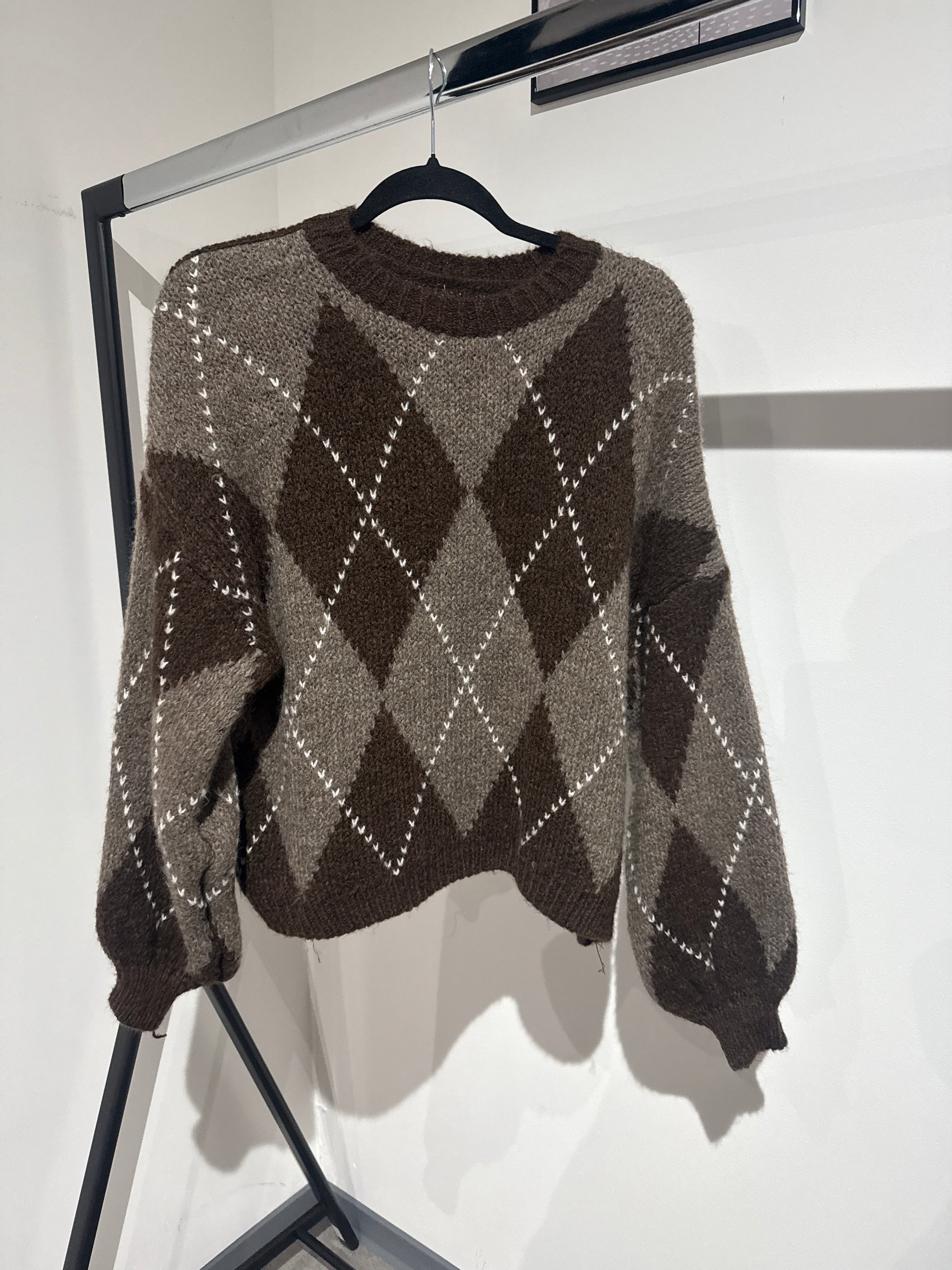 Pulli gemustert kariert -9807- - Sarahs Modeboutique