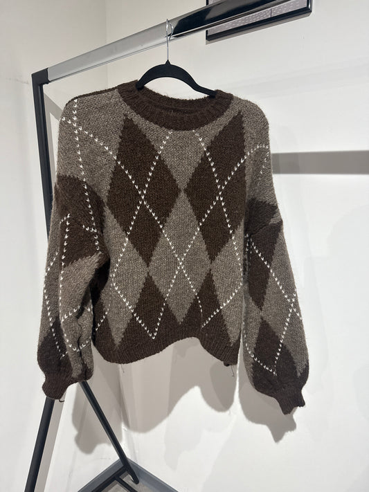 Pulli gemustert kariert -9807- - Sarahs Modeboutique