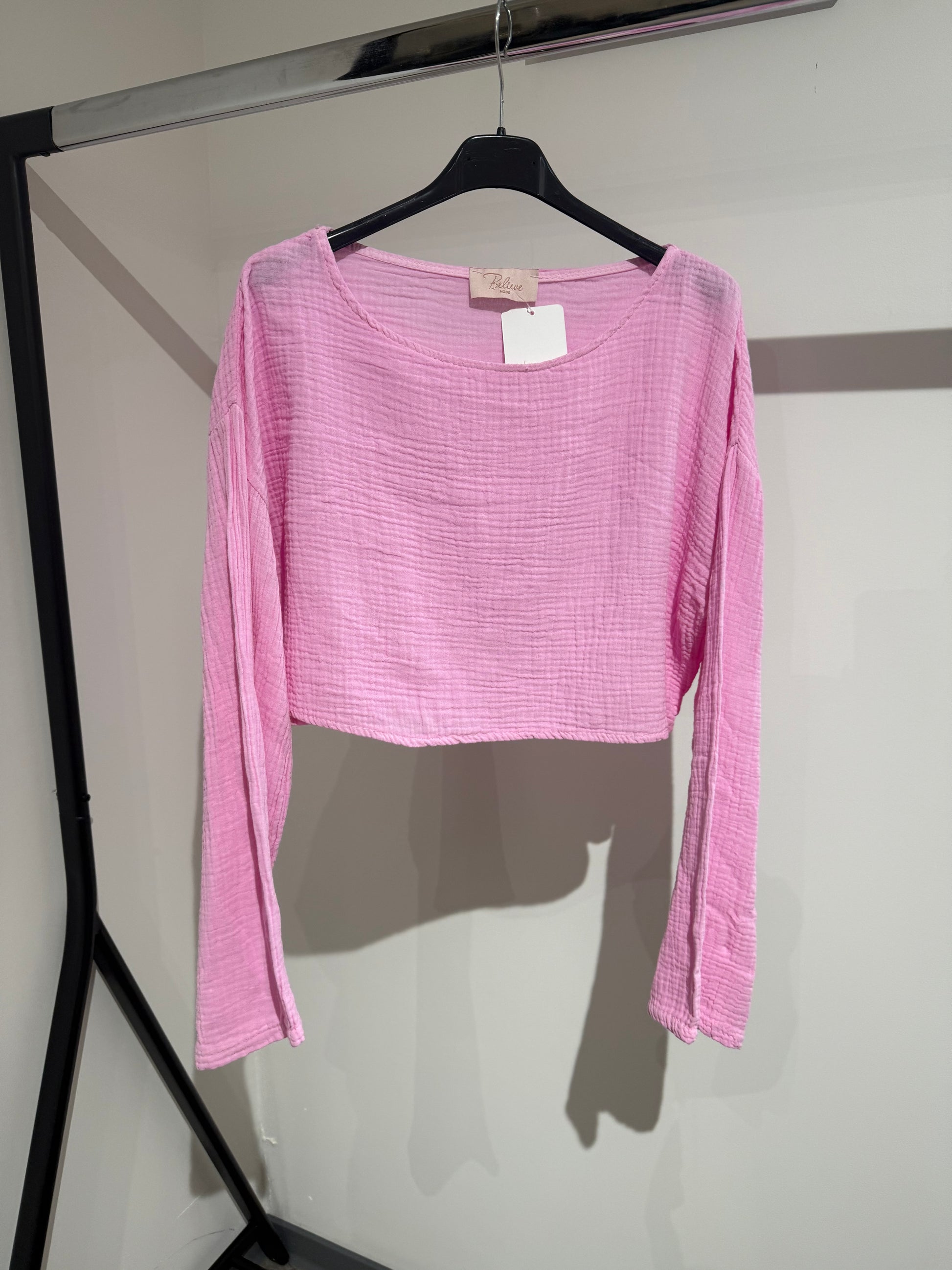 MUSSELINSHIRT LANGARM -1571- ROSA - Sarahs Modeboutique
