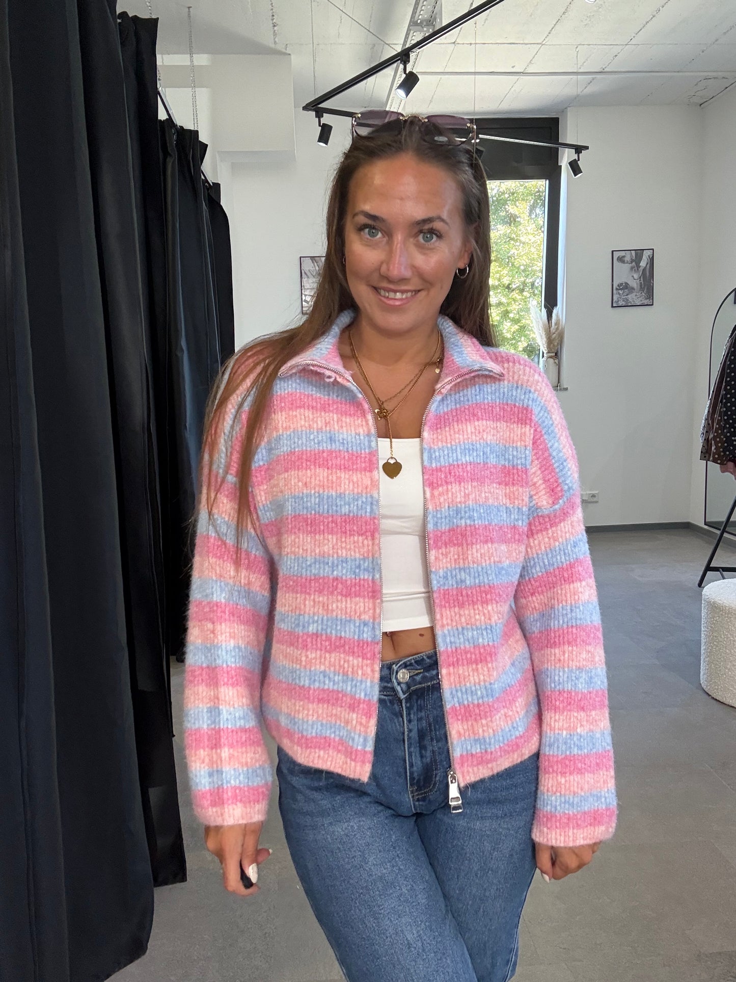 ZIP PULLOVER -3555- PINK
