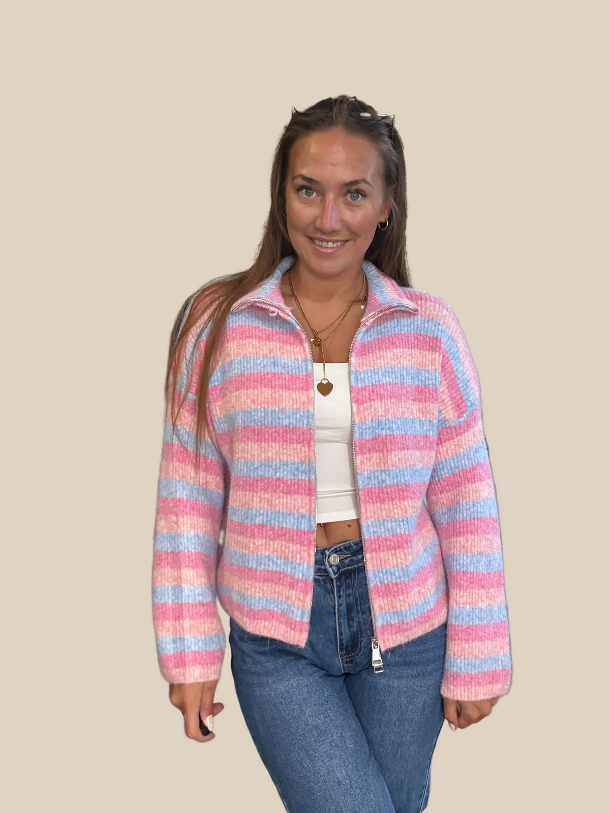 ZIP PULLOVER -3555- PINK