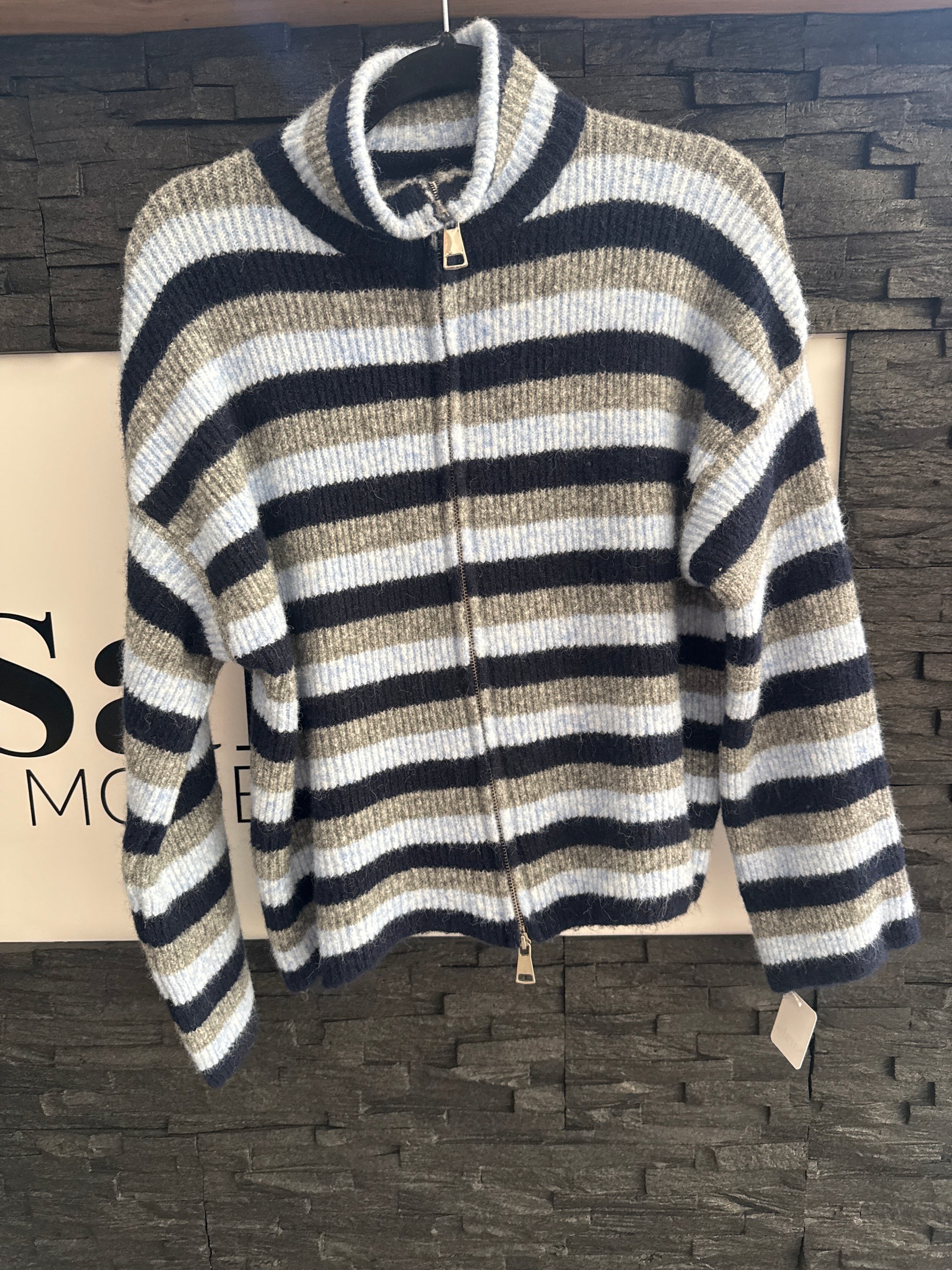 ZIP PULLOVER -3555- BLAU - Sarahs Modeboutique