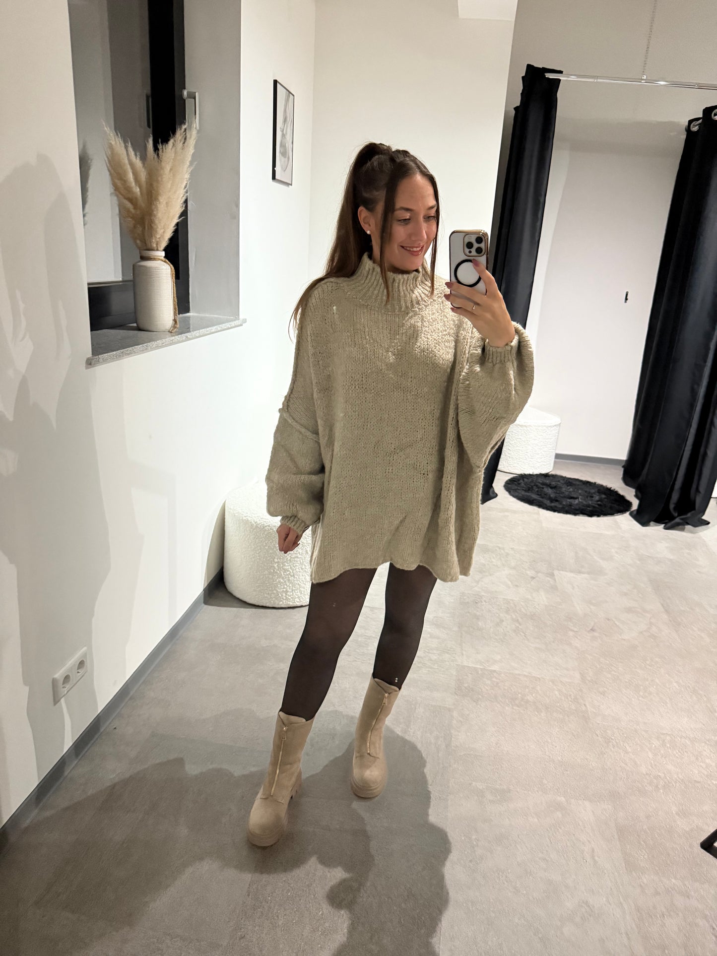 Overzise Pulli -3461-  taupe