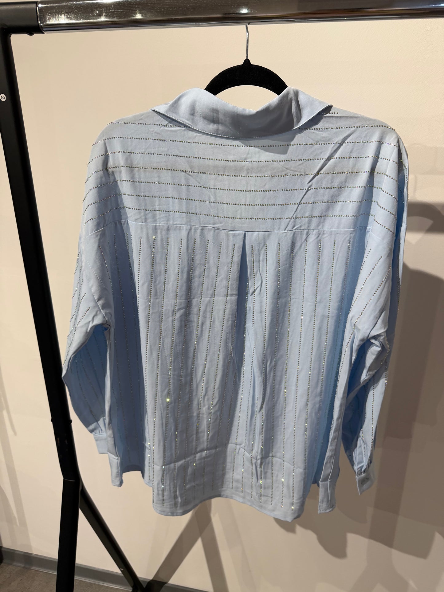 Strassbluse -1385- blau - Sarahs Modeboutique