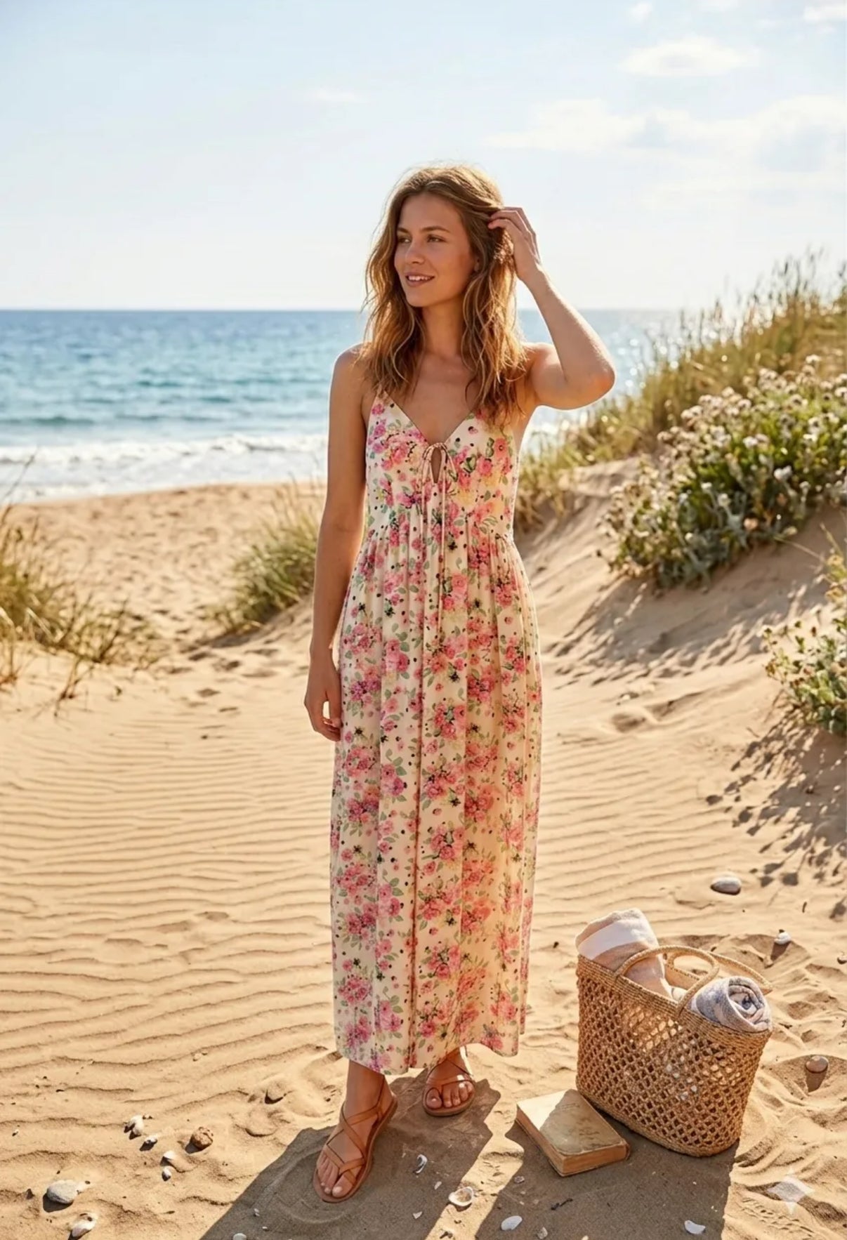 SOMMERKLEID BEIGE -1469- - Sarahs Modeboutique