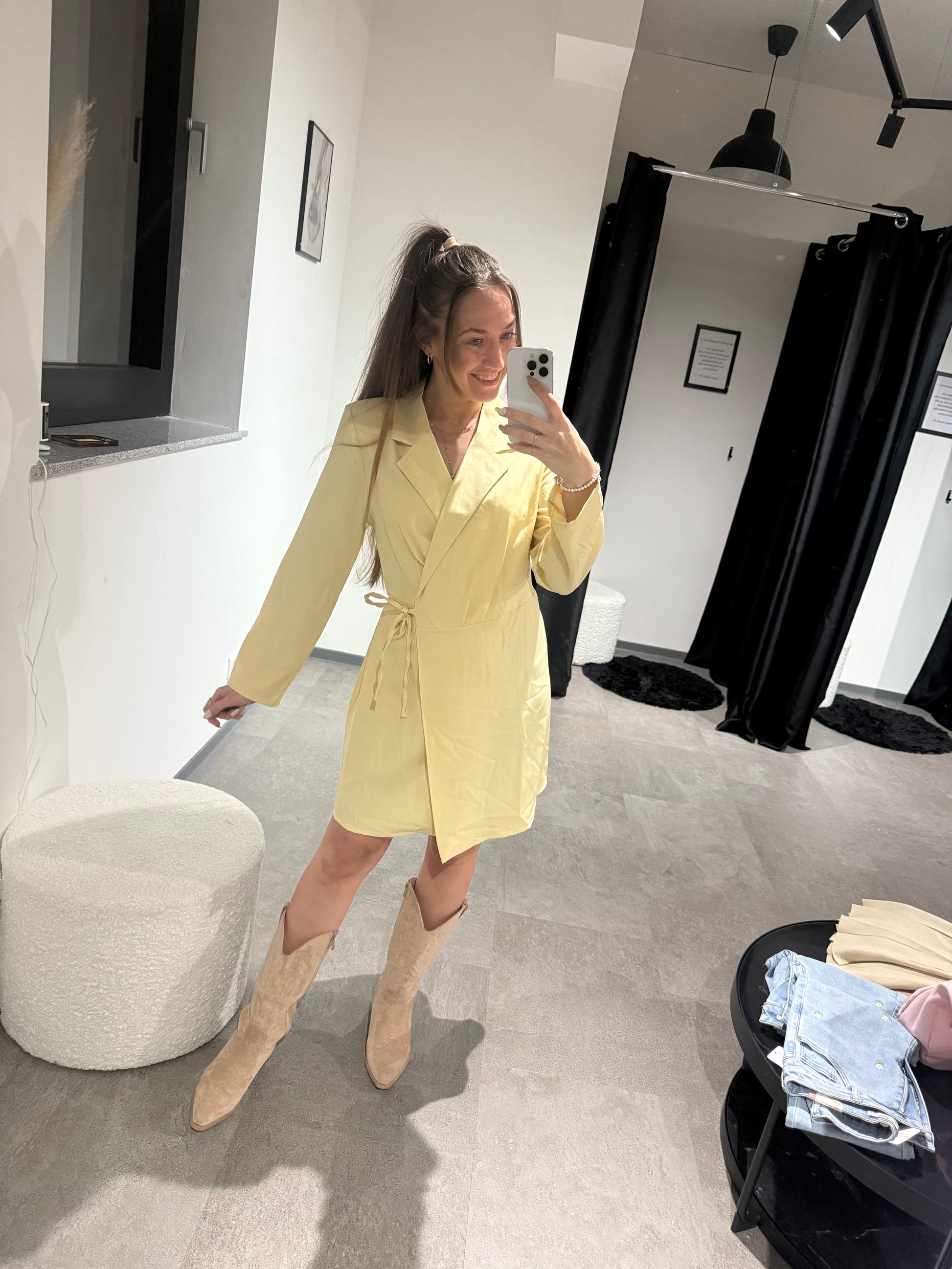 Blazer Kleid -1370- gelb - Sarahs Modeboutique