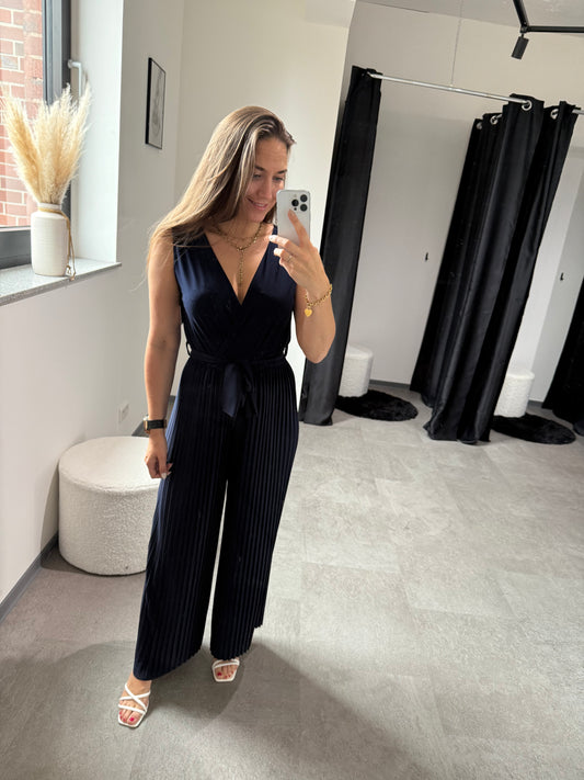 Plisseejumpsuit dunkelblau -1679-