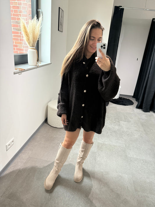 Overzise Pulli lang -1593- dunkelbraun