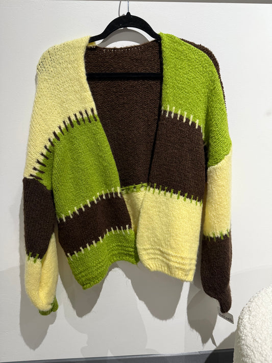 Cardigan -7645- grün/gelb