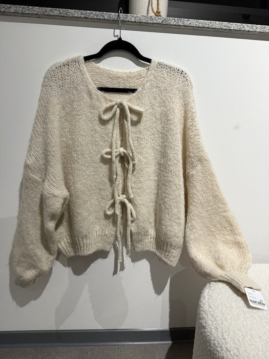 Strickjacke schleifen -8090- creme
