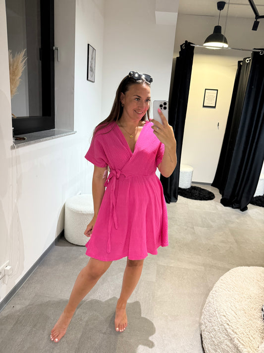 MUSSELINKLEID MIT SCHLEIFE -1464- PINK