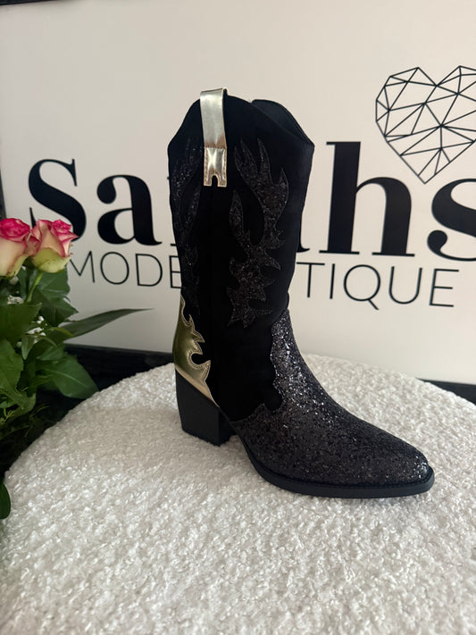 BOOTS -6664- SCHWARZ GLITZER