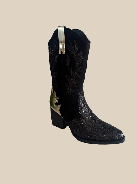 BOOTS -6664- SCHWARZ GLITZER
