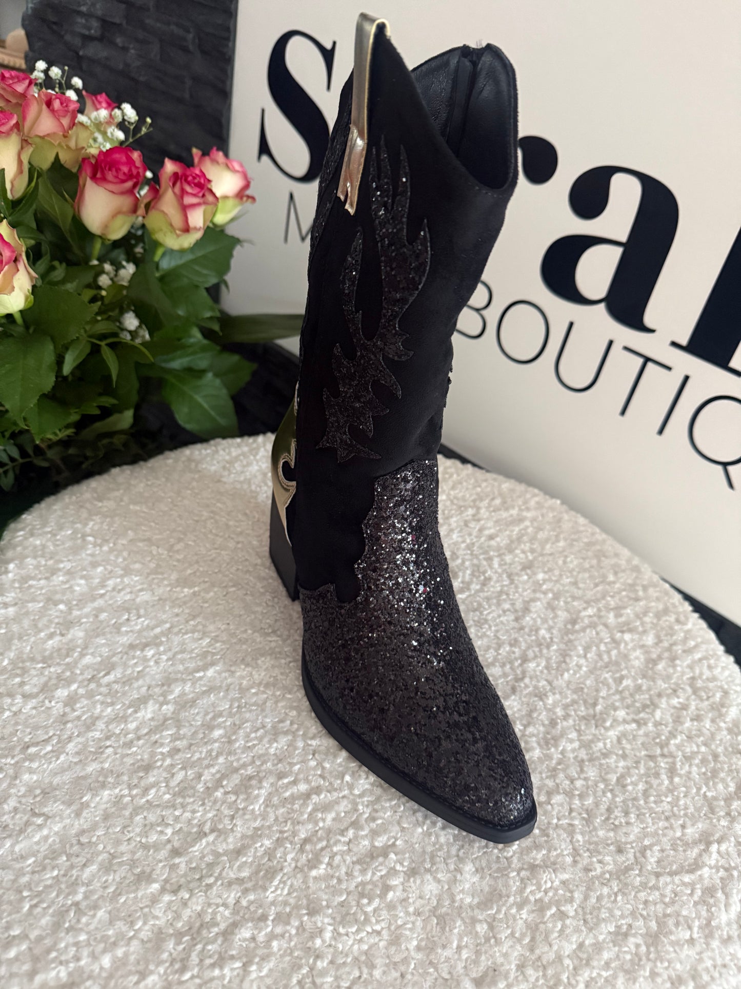BOOTS -6664- SCHWARZ GLITZER