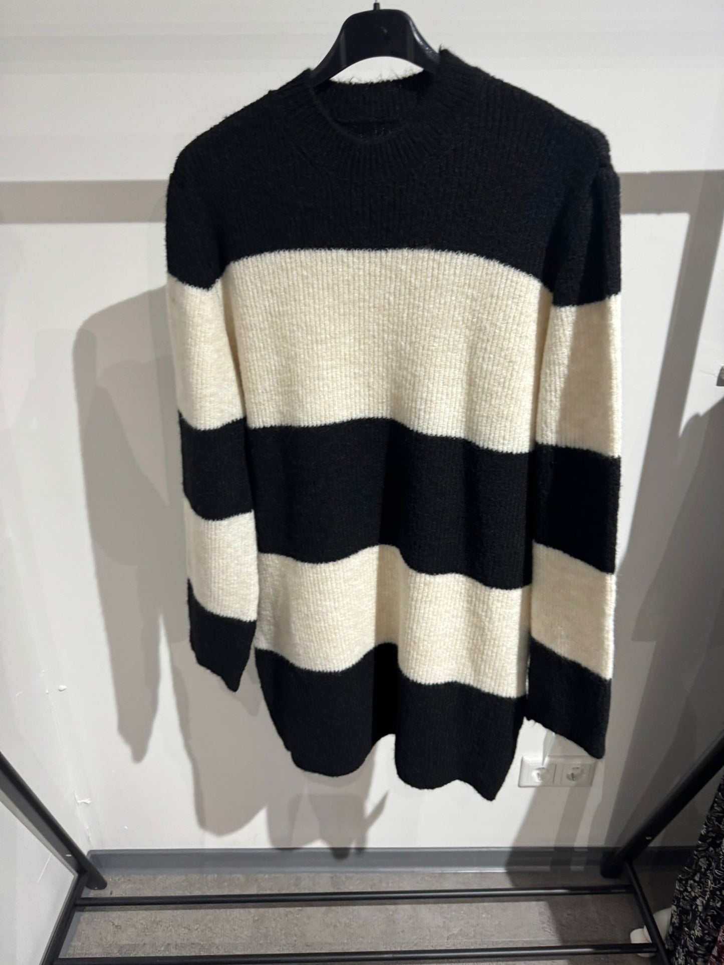 Pullikleid gestreift -3353- schwarz/creme