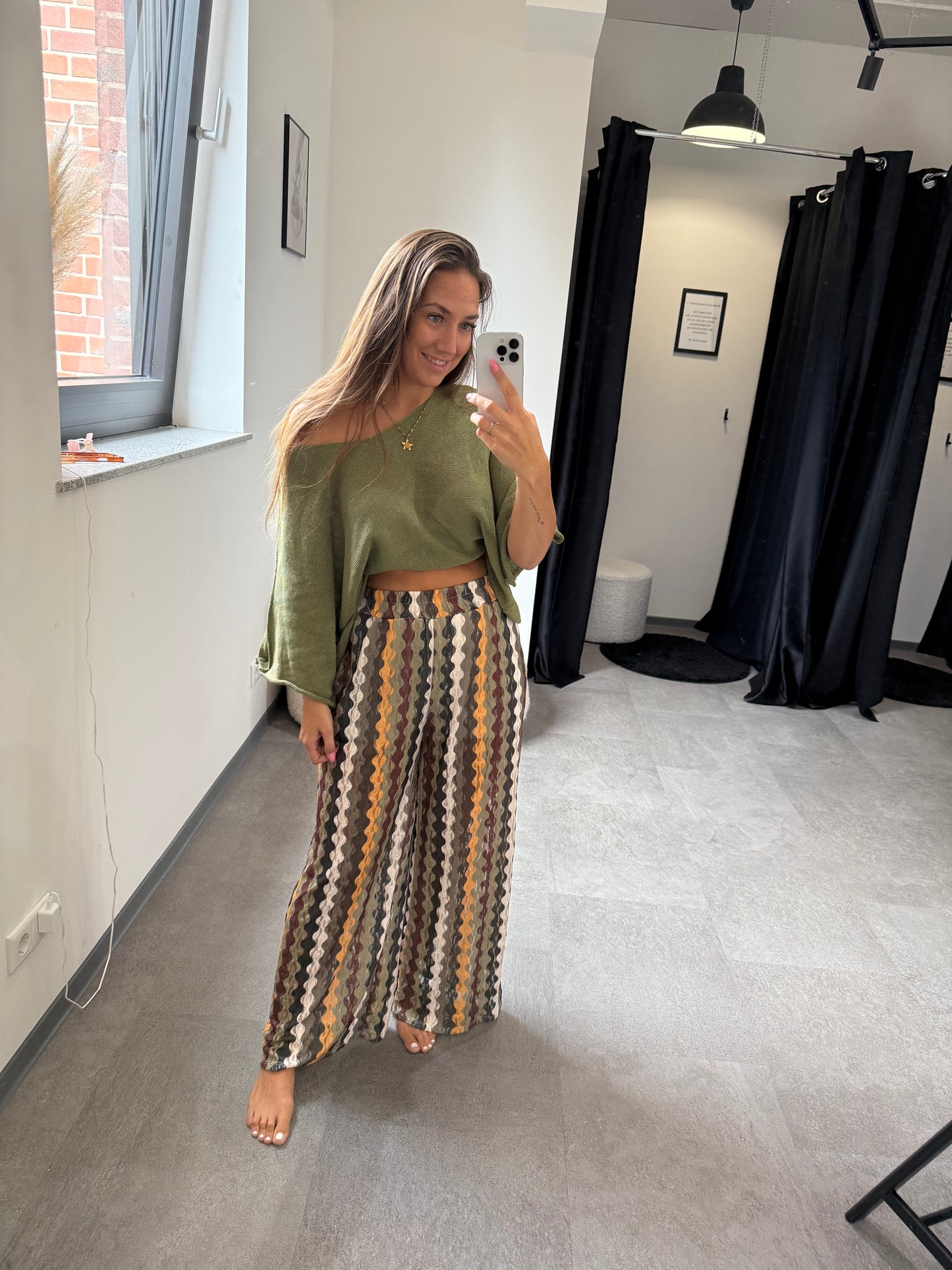 GEMUSTERTE HOSE -5999- KHAKI
