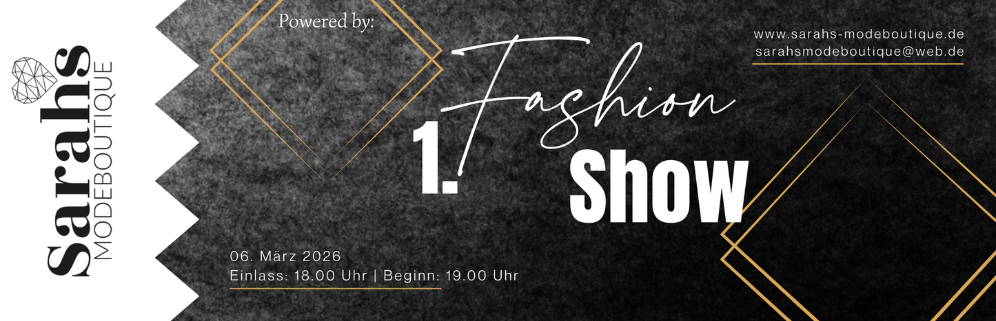 Ticket - Eintrittskarte Sarahs Fashion Show am 06.03.2026