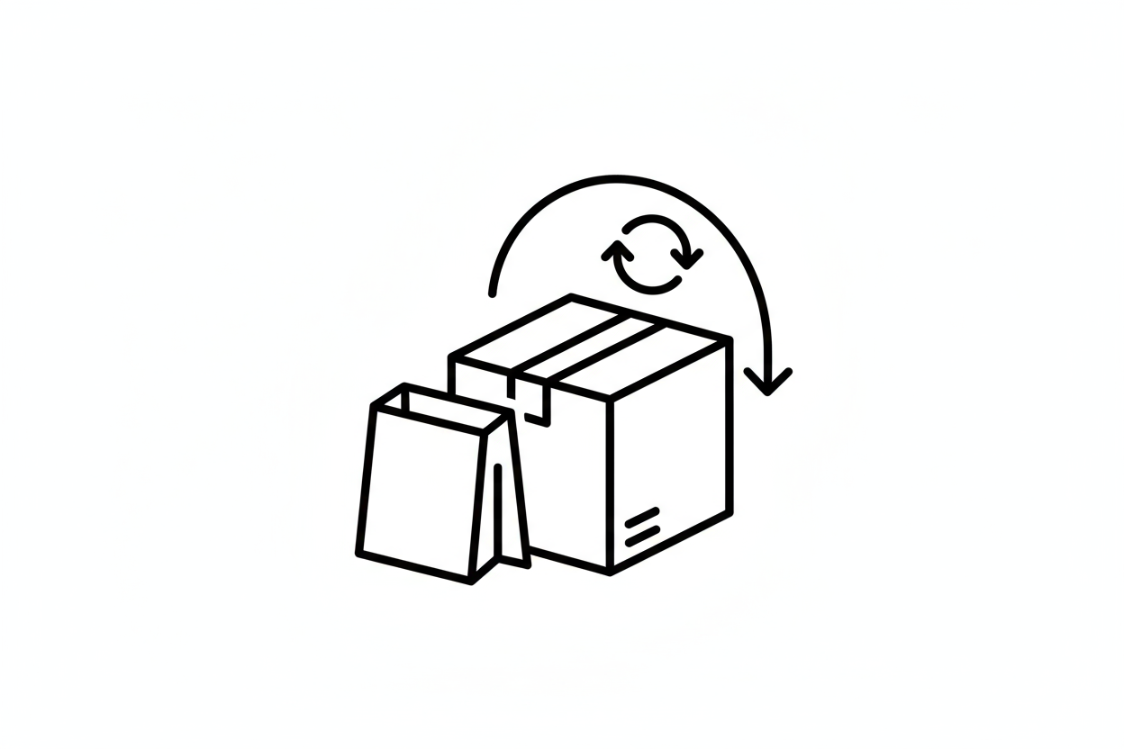 erstelle mir ein bild (nur schwarze umrandungen für den Rückversand 